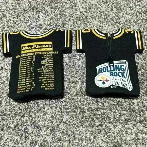 Rolling Rock 2004 Pittsburgh Steelers Bottle Schedule Jersey Koozies Neoprene - Picture 1 of 5